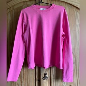 COS HEAVYWEIGHT BRIGHT PINK LONG-SLEEVED T-SHIRT Size L